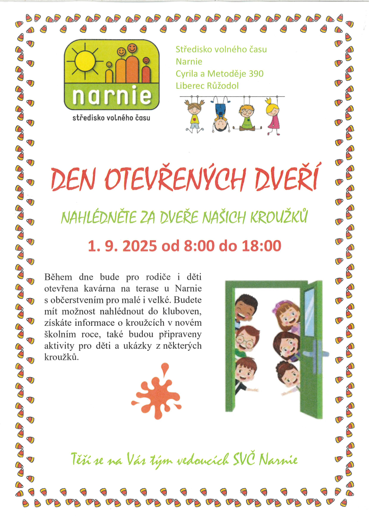 Zveme vás na Den otevřených dveří 1.9.2025 do 18:00